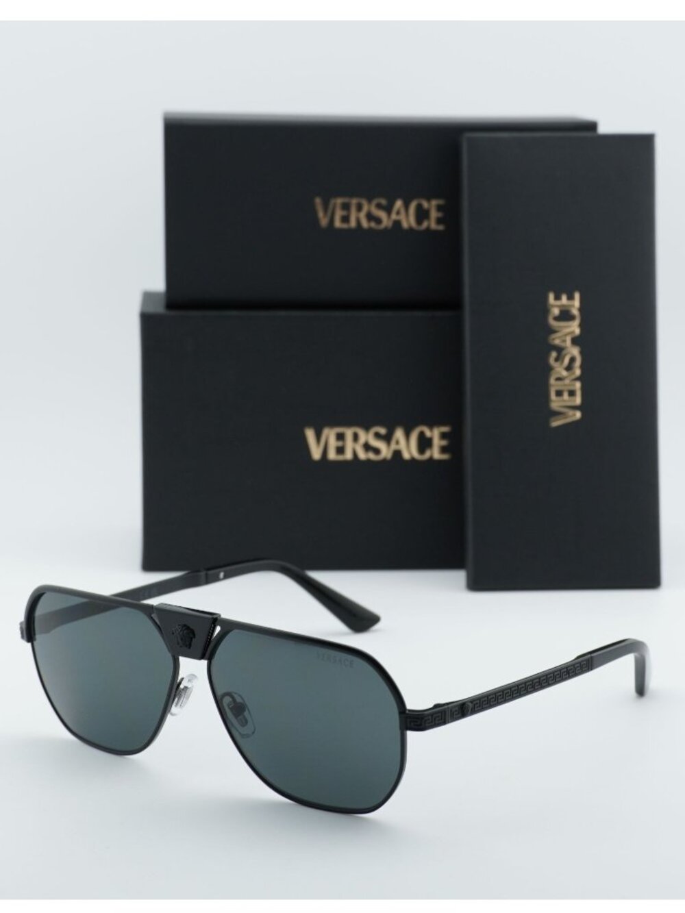 Versace VE2294 126187 Aviator Sunglasses – Black / Dark Grey